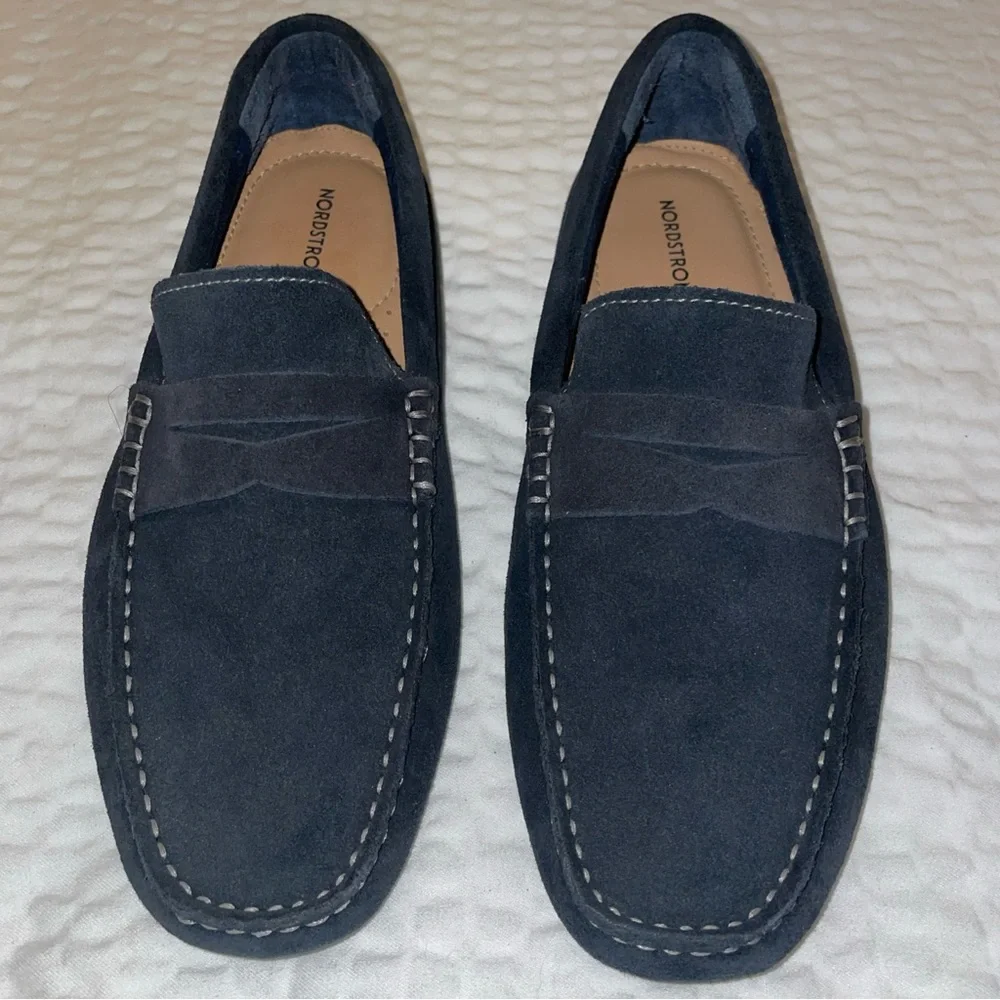 Nordstrom Men's Suede Penny Loafers Dark Navy Sz‎ 7